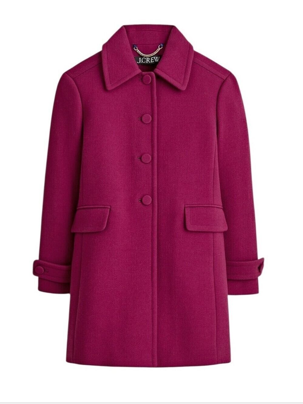 J Crew Salon Coat Italian Double Cloth Vivid Mulberry Size 4 NWT